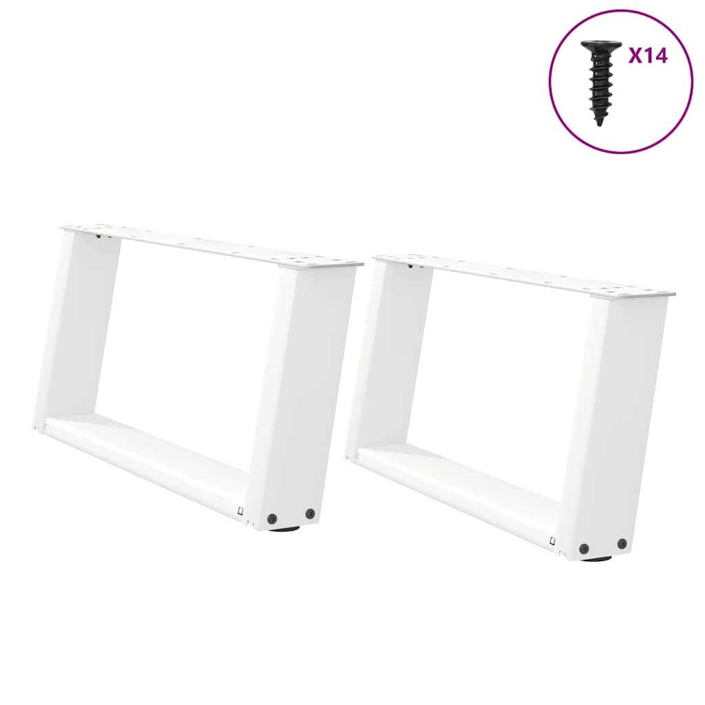 vidaXL Крака за масичка за кафе U-образни 2 бр. бели 70 x (30-31) см стомана
