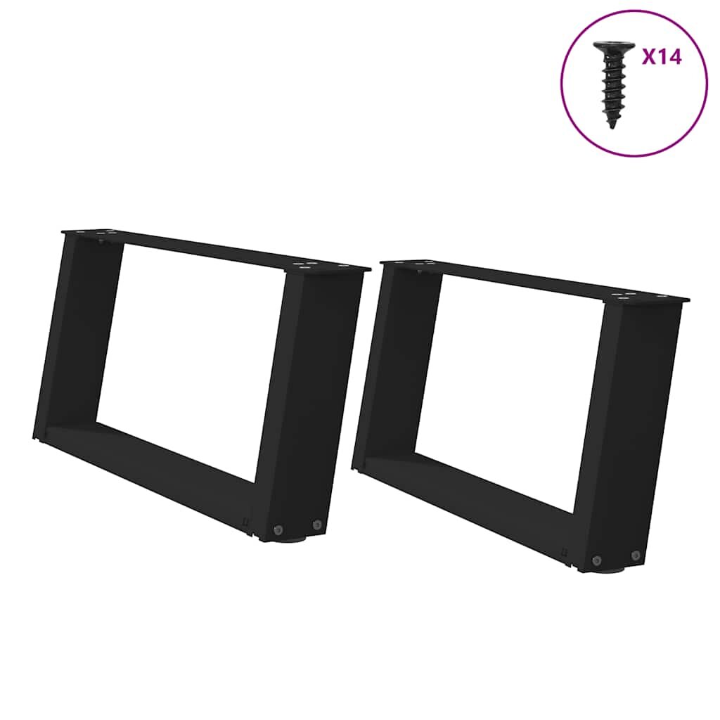 vidaXL Крака за масичка за кафе U-образни 2 бр. черни 70 x (30-31) см стомана