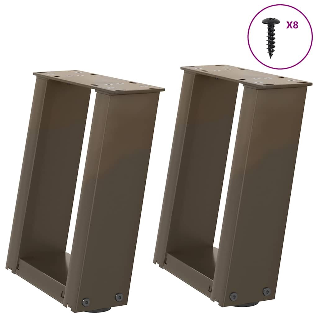 vidaXL Крака за масичка за кафе U-образни 2 бр. естествена стомана 30 x (30-31) см стомана