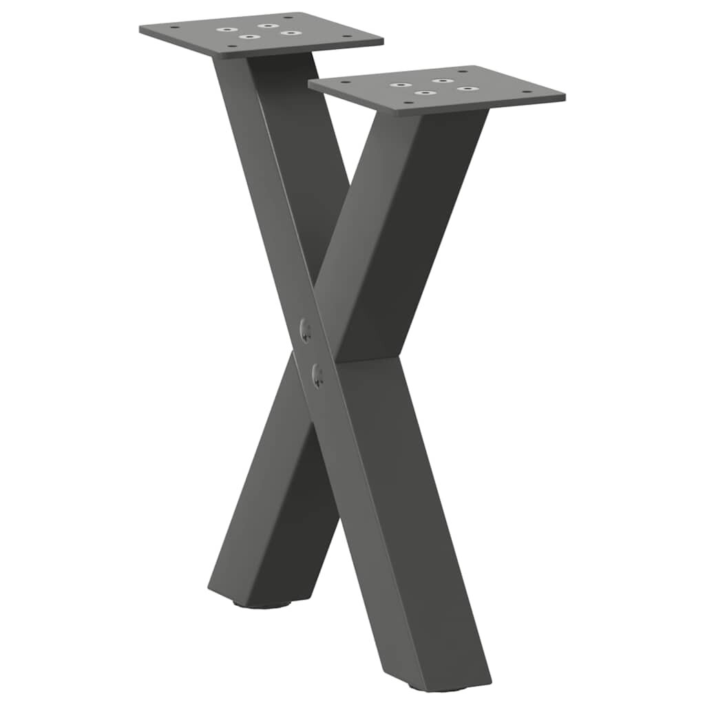 vidaXL Крака за масичка за кафе X-образни 2 бр. антрацит 30x(30-31) см стомана