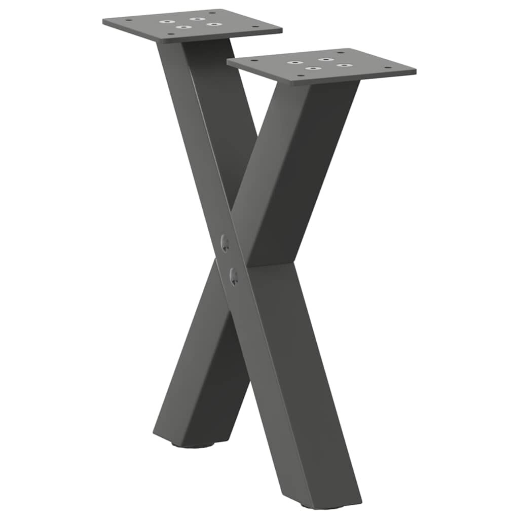 vidaXL Крака за масичка за кафе X-образни 2 бр. антрацит 37x(30-31) см стомана