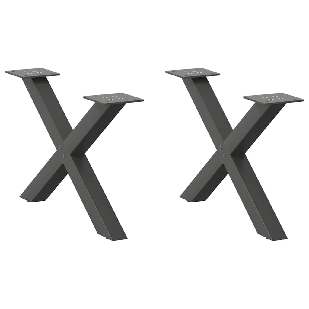 vidaXL Крака за масичка за кафе X-образни 2 бр. антрацит 50x(30-31) см стомана