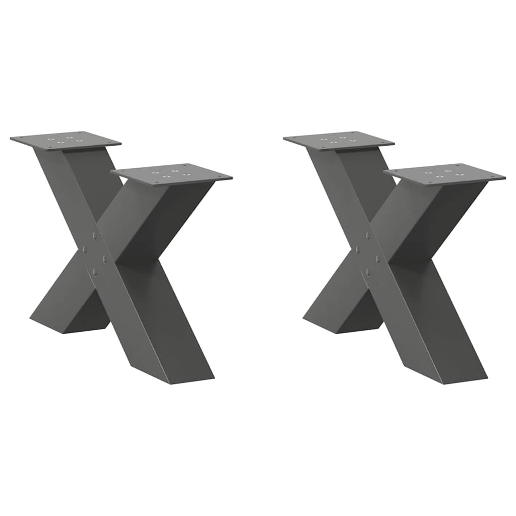 vidaXL Крака за масичка за кафе X-образни 2 бр. антрацит 50x(30-31) см стомана