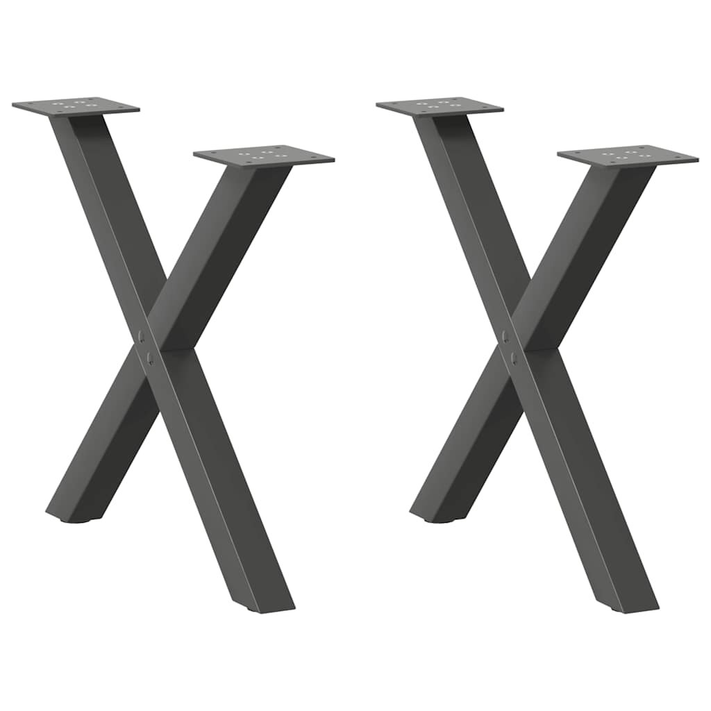 vidaXL Крака за масичка за кафе X-образни 2 бр. антрацит 60 x (42-43) см стомана