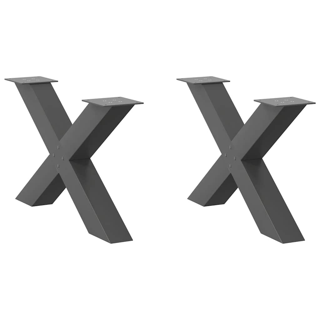 vidaXL Крака за масичка за кафе X-образни 2 бр. антрацит 70 x (42-43) см стомана