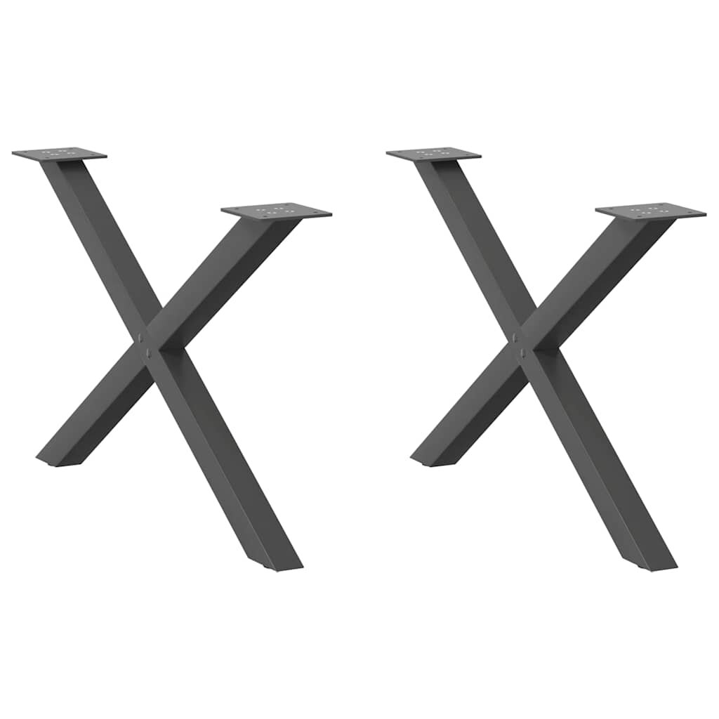vidaXL Крака за масичка за кафе X-образни 2 бр. антрацит 70 x (42-43) см стомана
