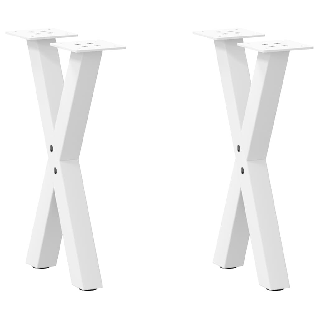 vidaXL Крака за масичка за кафе X-образни 2 бр. бели 38 x (42-43) см стомана