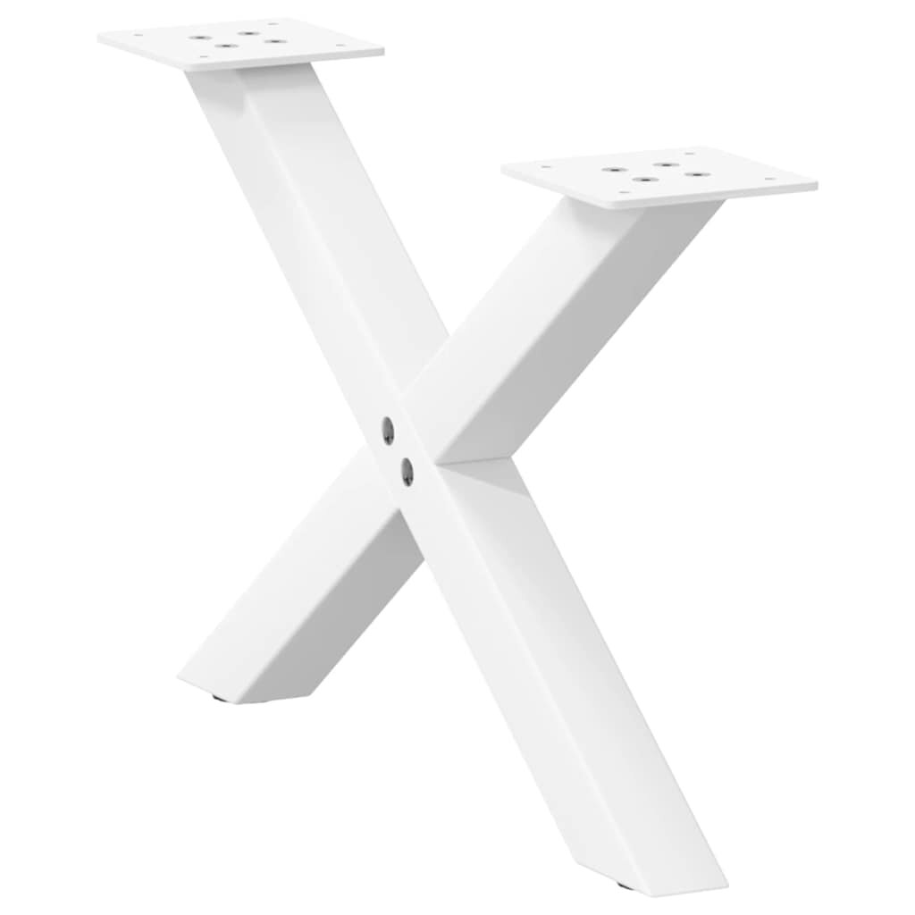 vidaXL Крака за масичка за кафе X-образни 2 бр. бели 50 x (30-31) см стомана