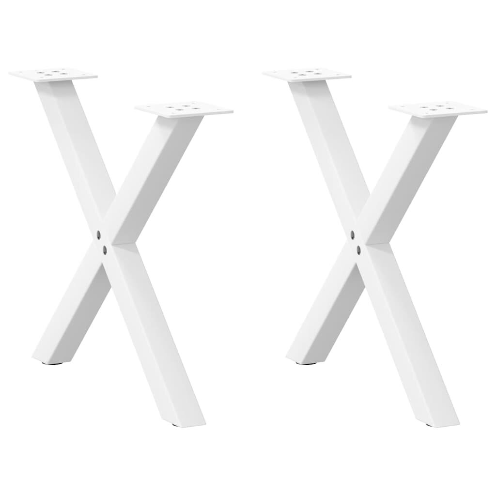 vidaXL Крака за масичка за кафе X-образни 2 бр. бели 50 x (42-43) см стомана