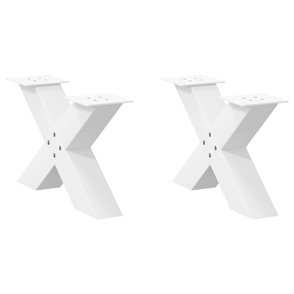vidaXL Крака за масичка за кафе X-образни 2 бр. бели 60 x (30-31) см стомана