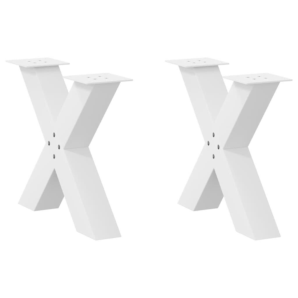 vidaXL Крака за масичка за кафе X-образни 2 бр. бели 60 x (42-43) см стомана