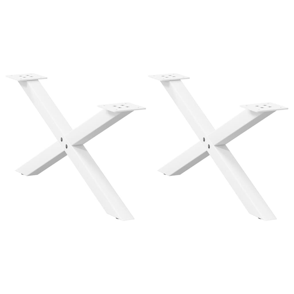 vidaXL Крака за масичка за кафе X-образни 2 бр. бели 70 x (30-31) см стомана