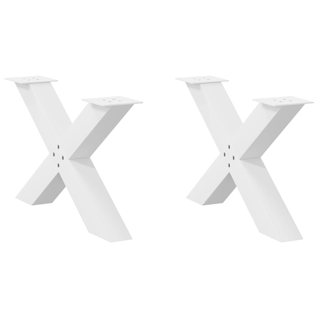 vidaXL Крака за масичка за кафе X-образни 2 бр. бели 70 x (42-43) см стомана