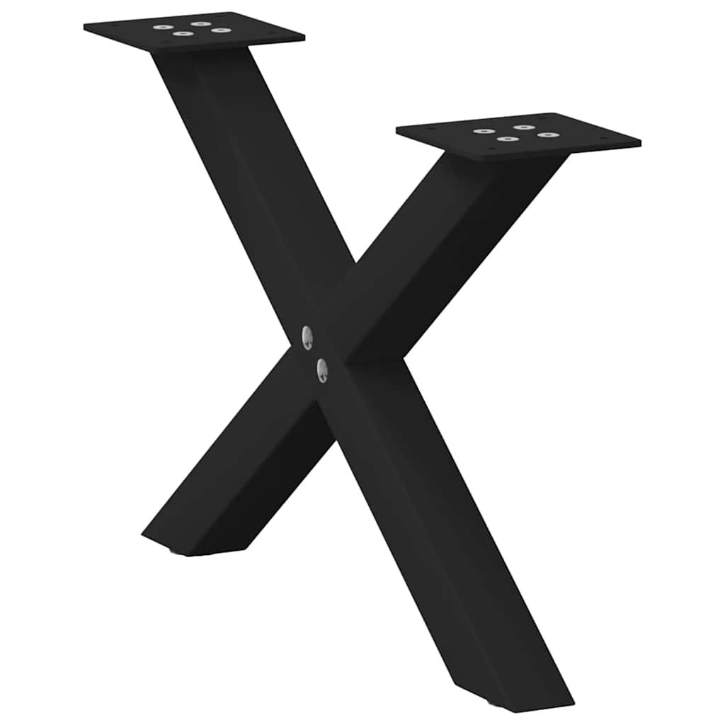 vidaXL Крака за масичка за кафе X-образни 2 бр. черни 50 x (30-31) см стомана