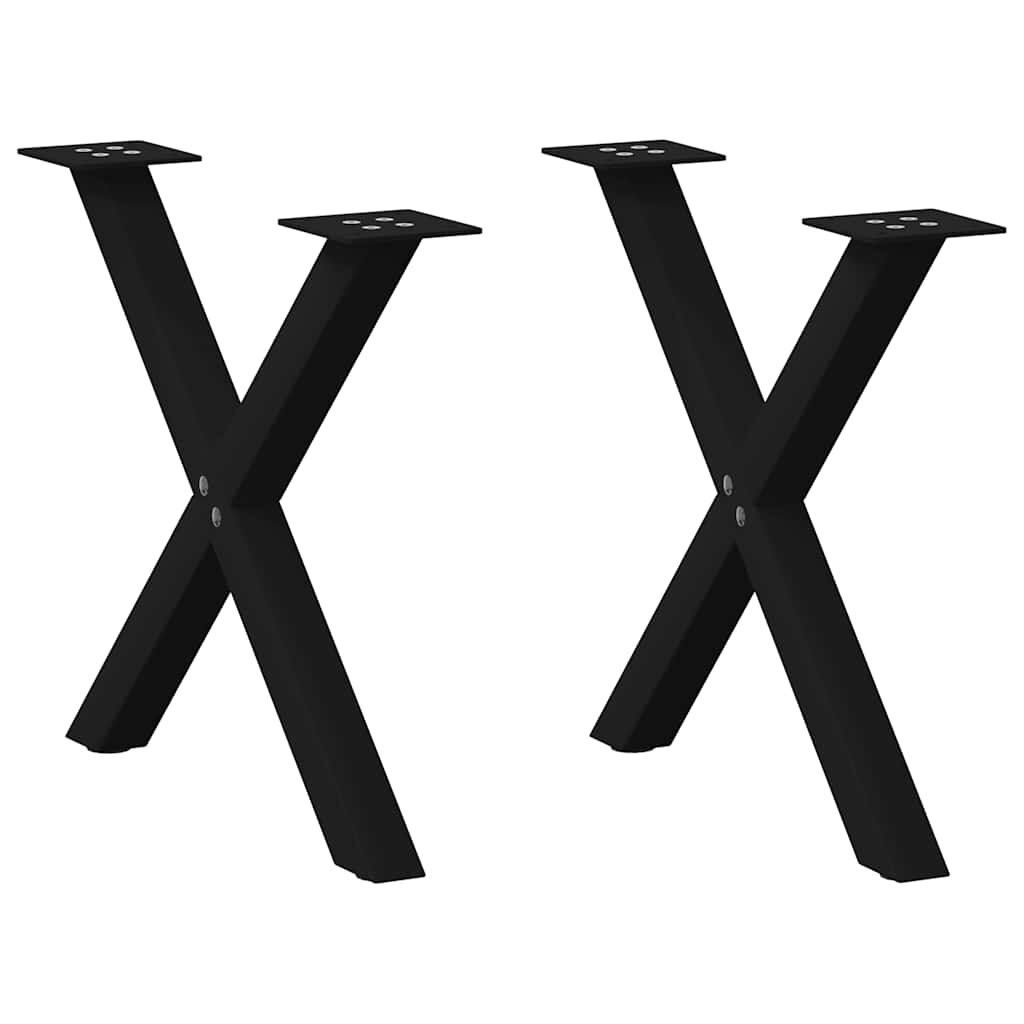 vidaXL Крака за масичка за кафе X-образни 2 бр. черни 50 x (42-43) см стомана