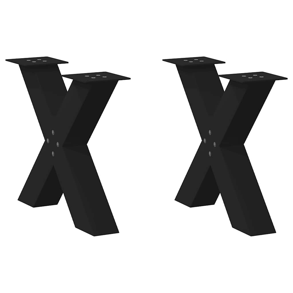 vidaXL Крака за масичка за кафе X-образни 2 бр. черни 60 x (42-43) см стомана