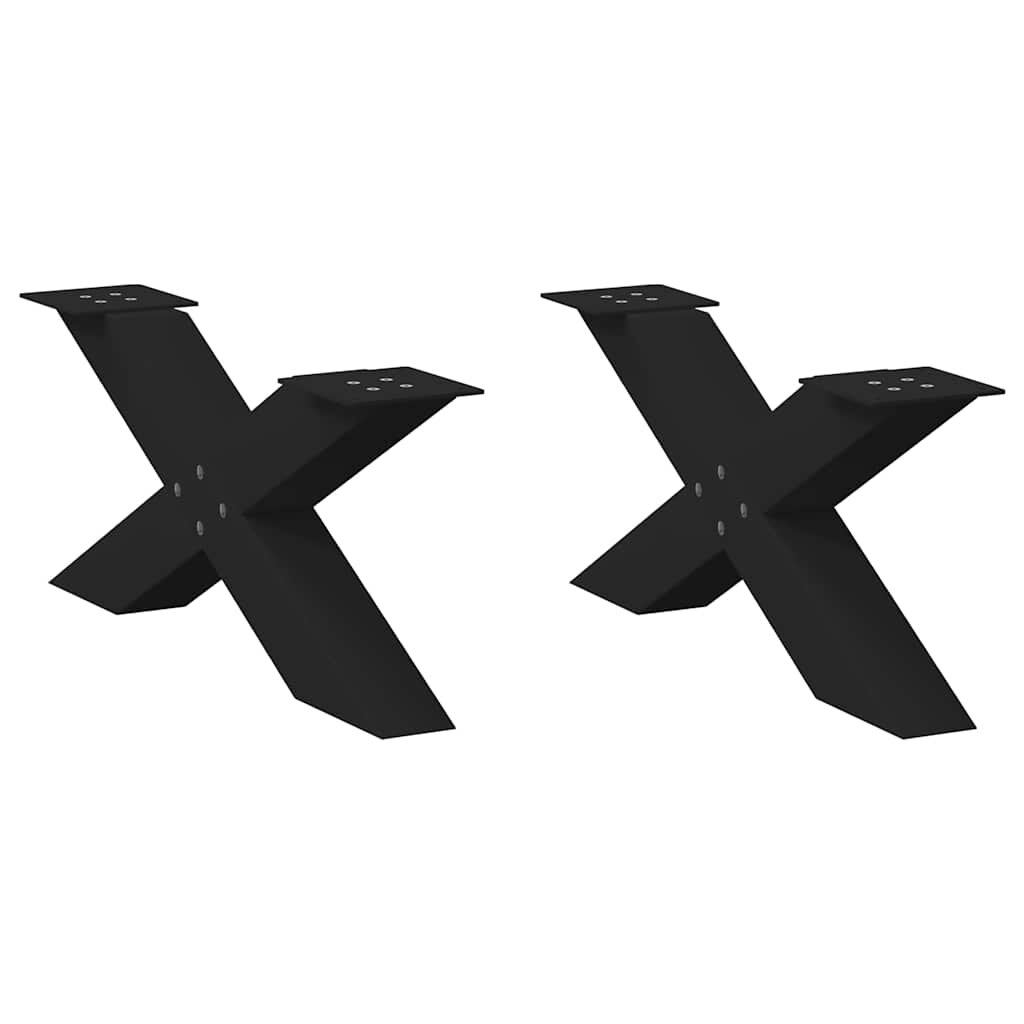 vidaXL Крака за масичка за кафе X-образни 2 бр. черни 70 x (30-31) см стомана