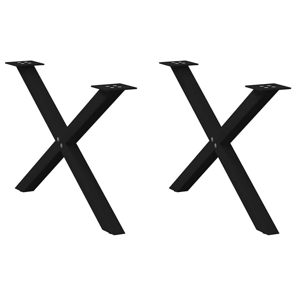 vidaXL Крака за масичка за кафе X-образни 2 бр. черни 70 x (42-43) см стомана