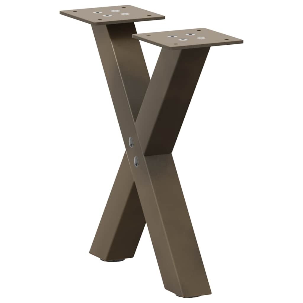 vidaXL Крака за масичка за кафе X-образни 2 бр. естествена стомана 30 x (30-31) см стомана