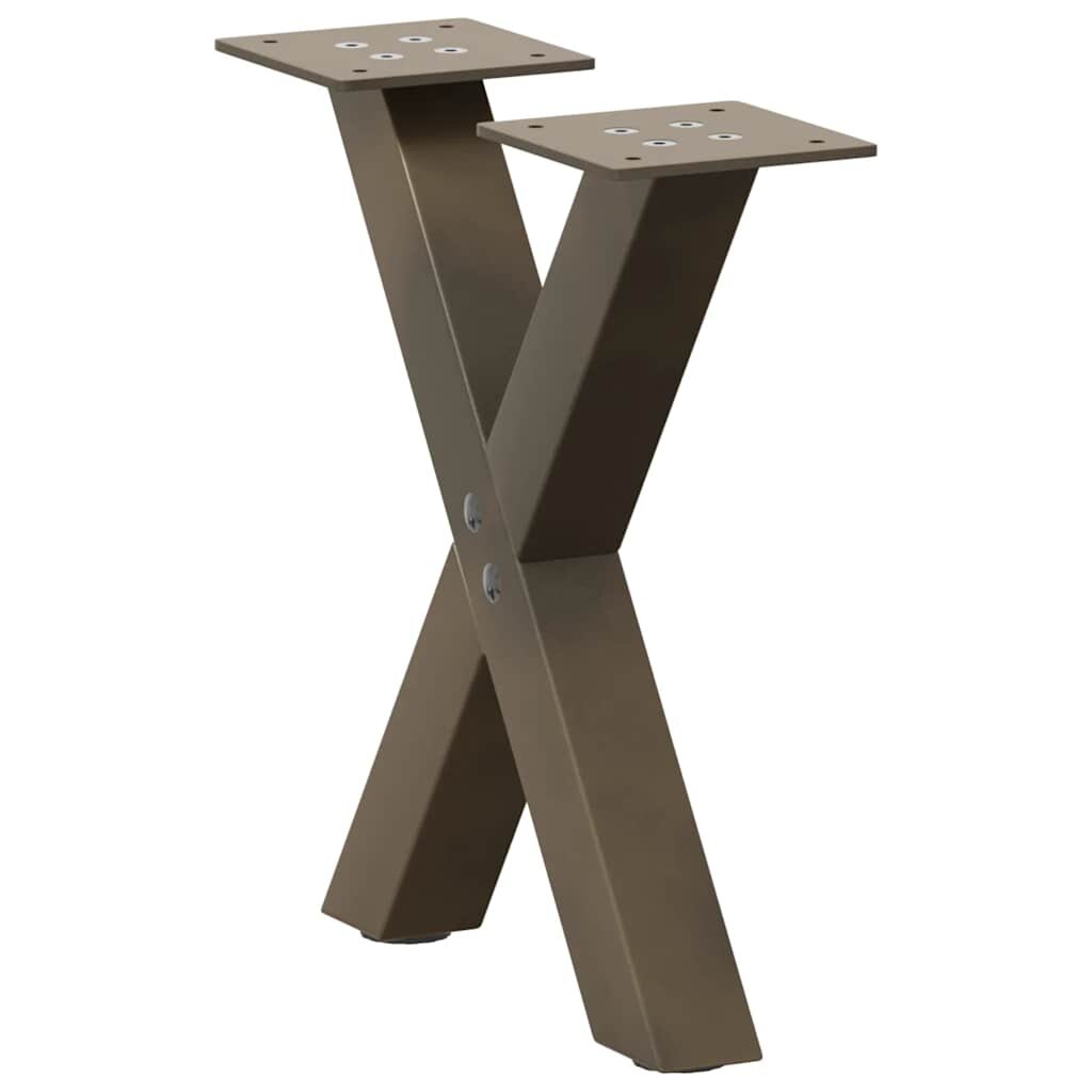 vidaXL Крака за масичка за кафе X-образни 2 бр. естествена стомана 37 x (30-31) см стомана