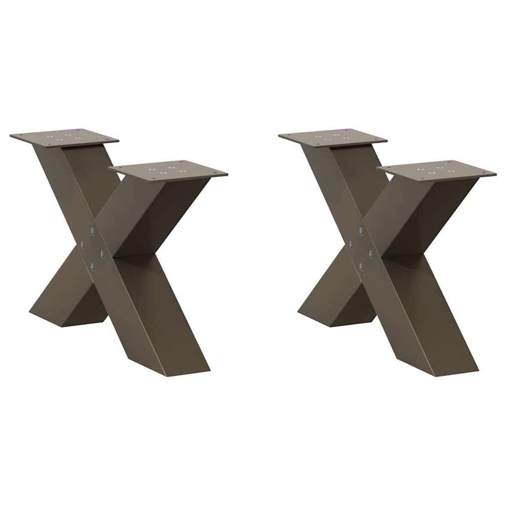 vidaXL Крака за масичка за кафе X-образни 2 бр. естествена стомана 50 x (30-31) см стомана