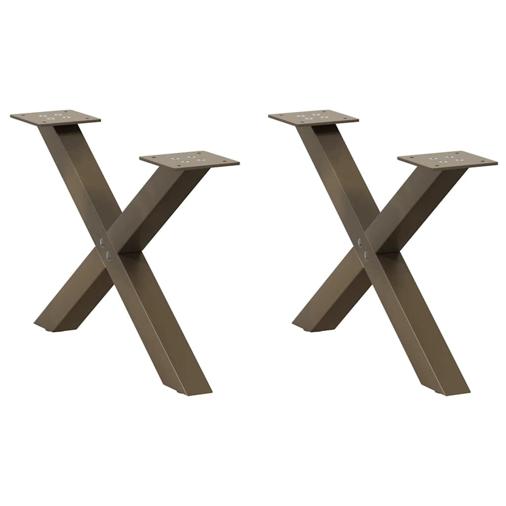 vidaXL Крака за масичка за кафе X-образни 2 бр. естествена стомана 50 x (30-31) см стомана