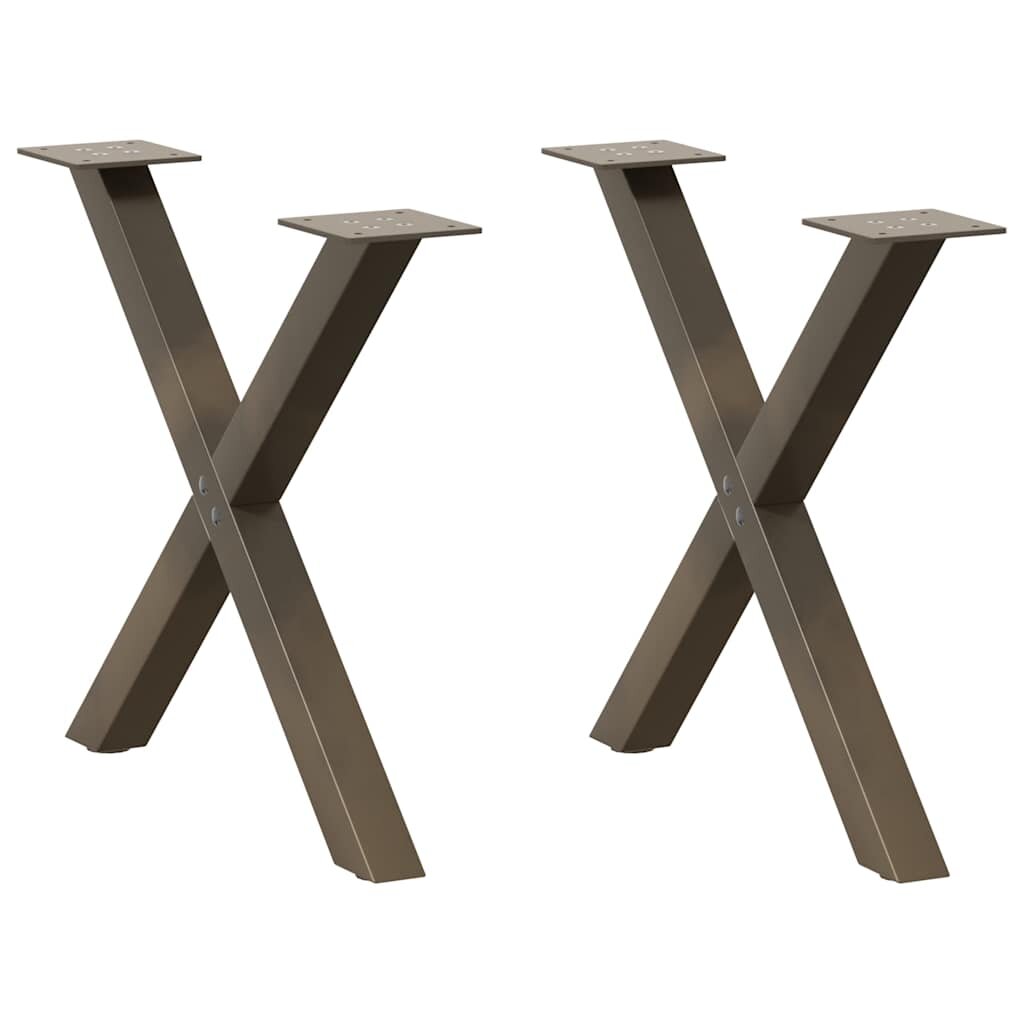 vidaXL Крака за масичка за кафе X-образни 2 бр. естествена стомана 50 x (42-43) см стомана