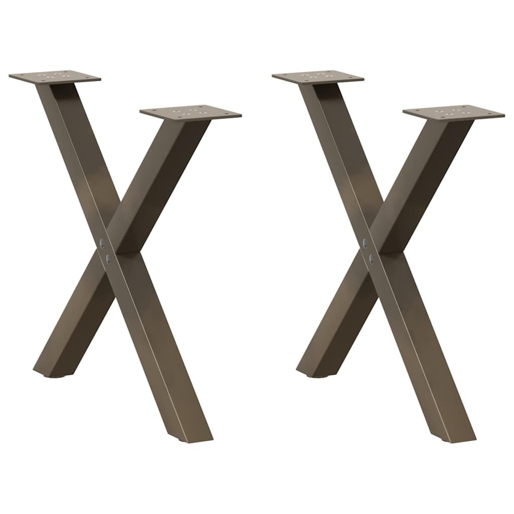 vidaXL Крака за масичка за кафе X-образни 2 бр. естествена стомана 60 x (42-43) см стомана