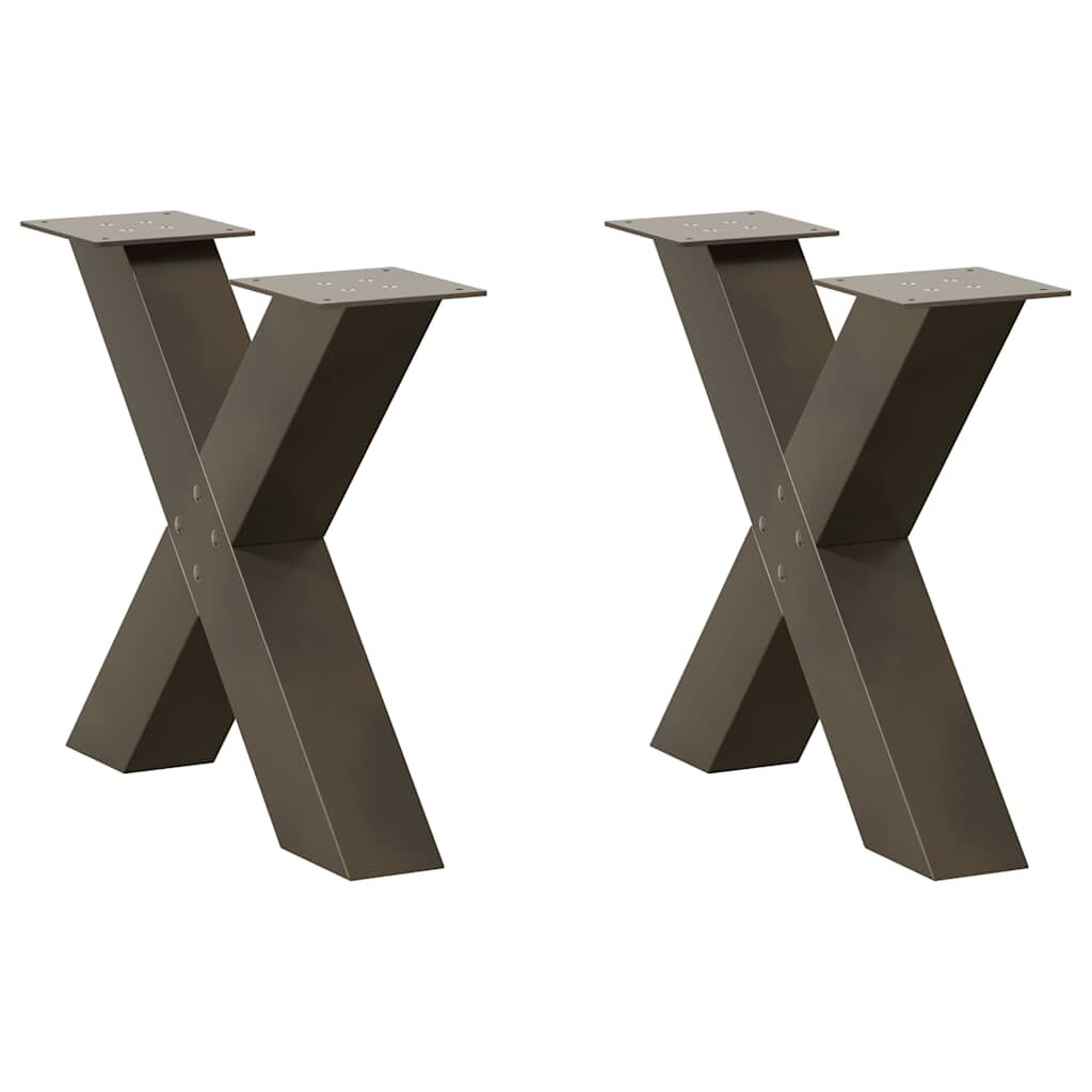 vidaXL Крака за масичка за кафе X-образни 2 бр. естествена стомана 60 x (42-43) см стомана