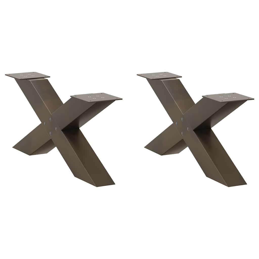 vidaXL Крака за масичка за кафе X-образни 2 бр. естествена стомана 70 x (30-31) см стомана