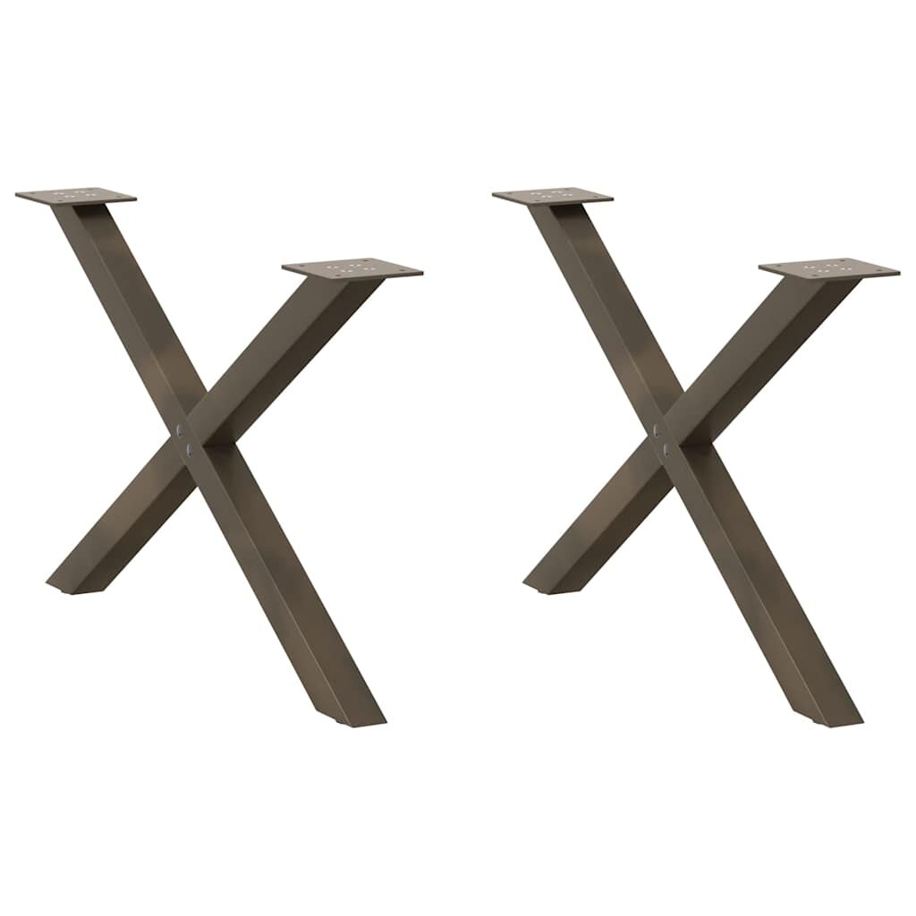 vidaXL Крака за масичка за кафе X-образни 2 бр. естествена стомана 70 x (42-43) см стомана