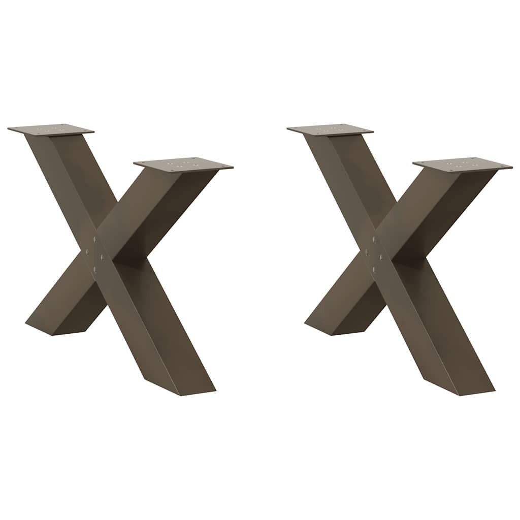 vidaXL Крака за масичка за кафе X-образни 2 бр. естествена стомана 70 x (42-43) см стомана