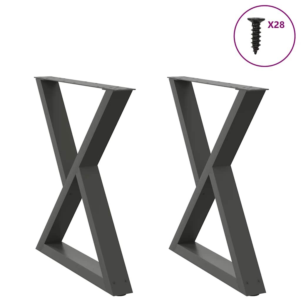 vidaXL Крака за трапезна маса 2 бр. антрацит 70x(72-733) см стомана