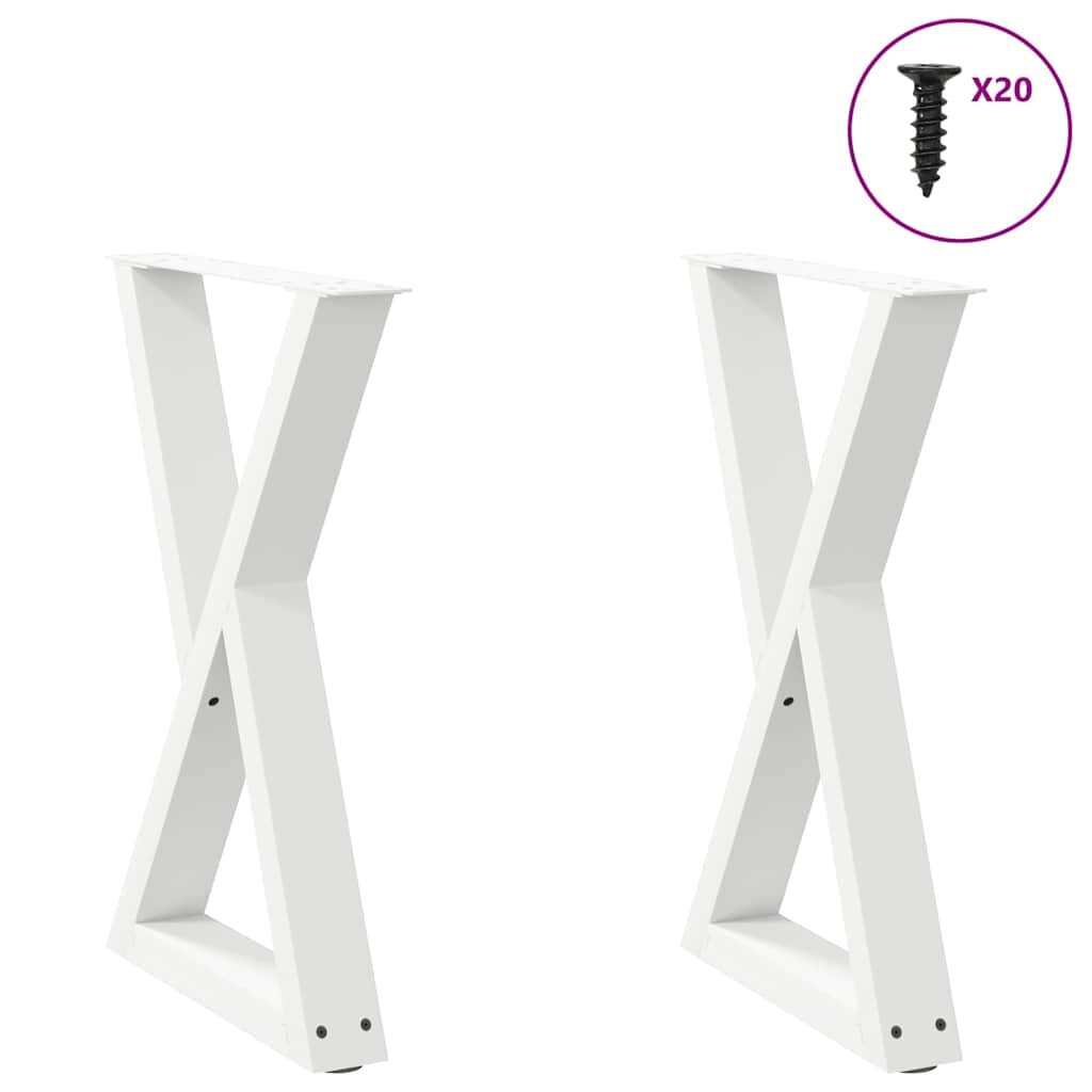 vidaXL Крака за трапезна маса 2 бр. бели 60 x (72-733) см стомана