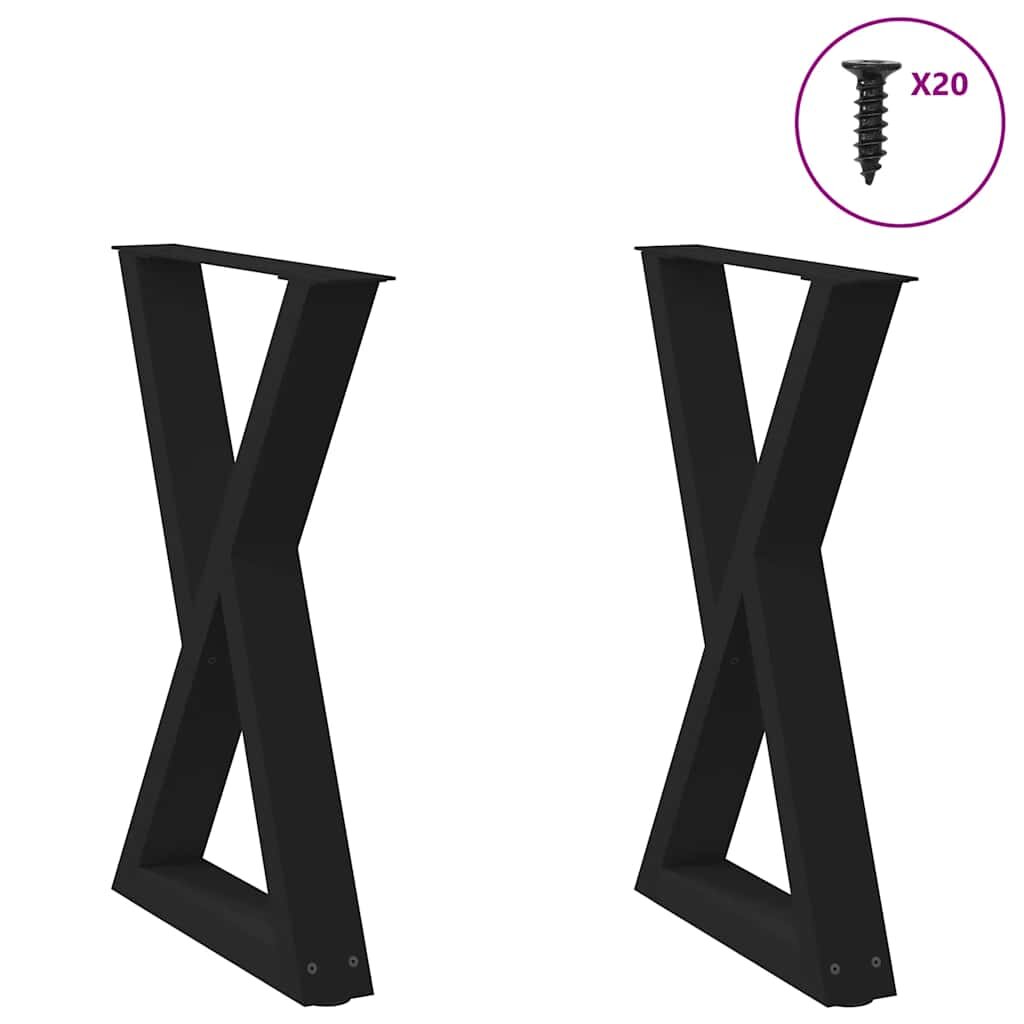 vidaXL Крака за трапезна маса 2 бр. черни 50 x (72-733) см стомана