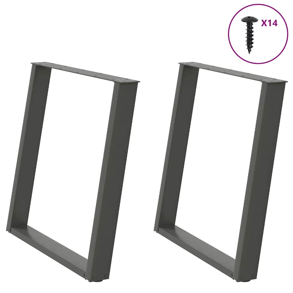 vidaXL Крака за трапезна маса U-образни 2 бр. антрацит 80x(72-73) см стомана