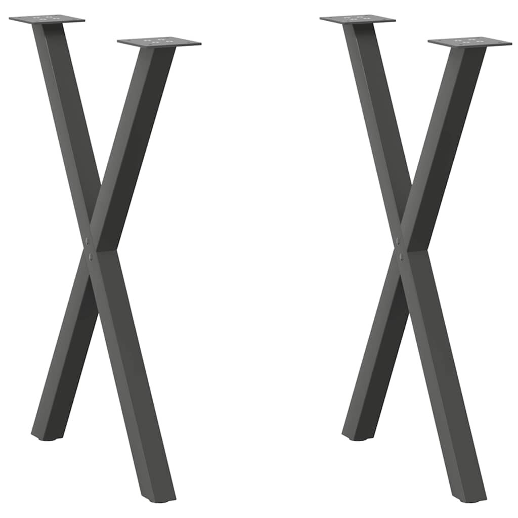 vidaXL Крака за трапезна маса X-образни 2 бр. антрацит 50x(72-73) см стомана