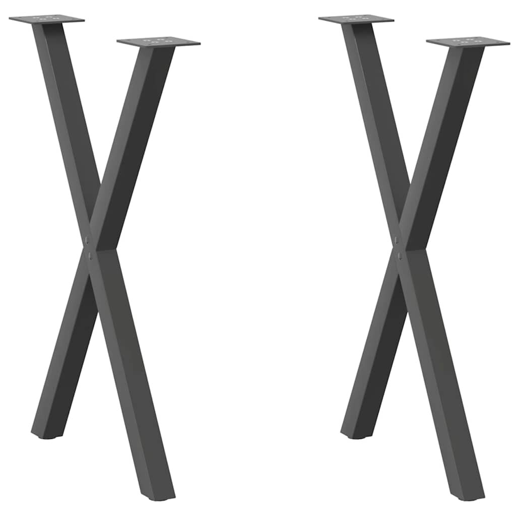 vidaXL Крака за трапезна маса X-образни 2 бр. антрацит 57x(72-73) см стомана