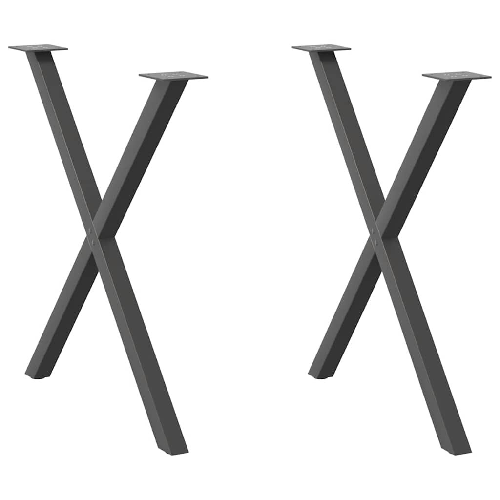 vidaXL Крака за трапезна маса X-образни 2 бр. антрацит 80x(72-73) см стомана