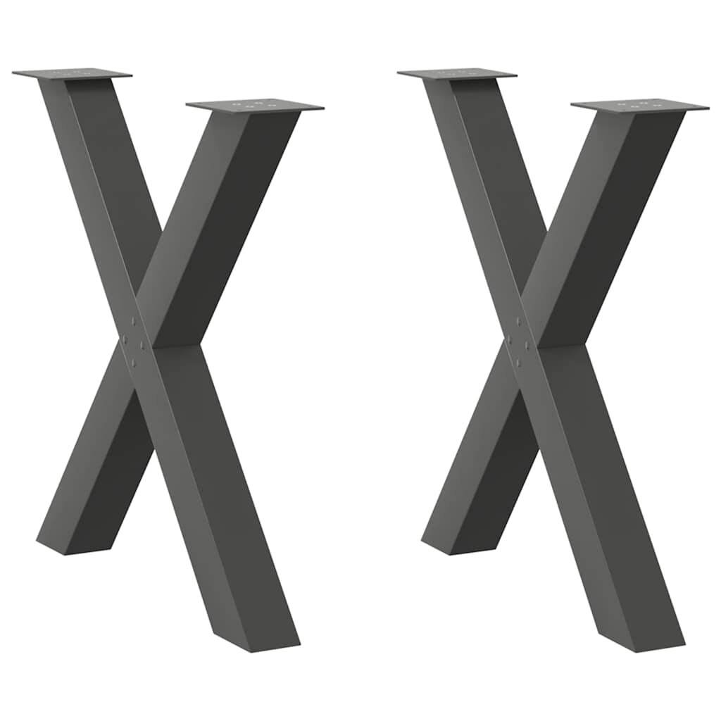vidaXL Крака за трапезна маса X-образни 2 бр. антрацит 80x(72-73) см стомана