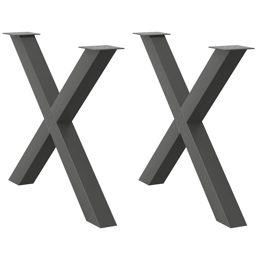 vidaXL Крака за трапезна маса X-образни 2 бр. антрацит 90x(72-73) см стомана