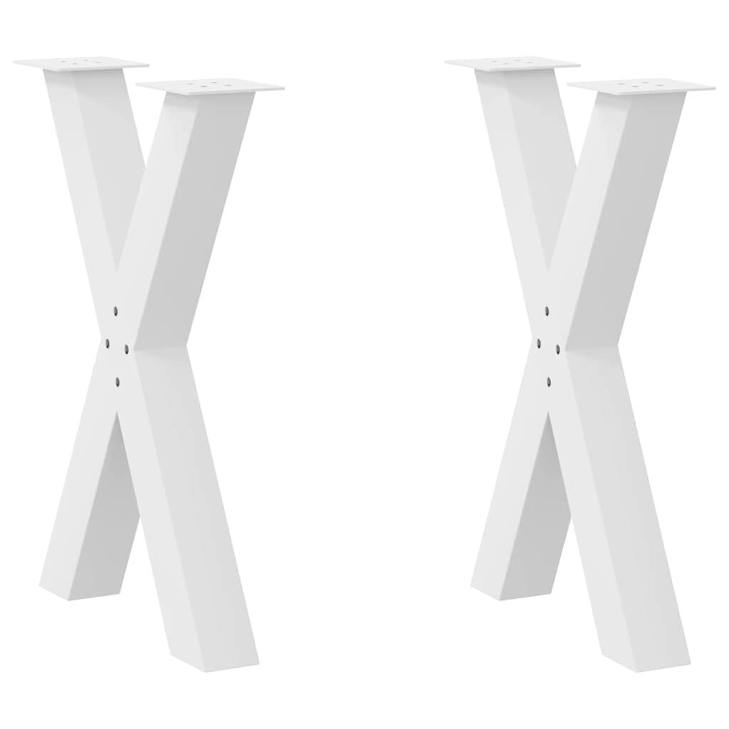 vidaXL Крака за трапезна маса X-образни 2 бр. бели 50 x (72-73) см стомана