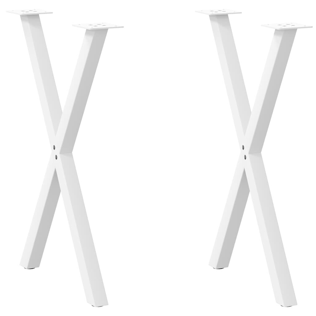 vidaXL Крака за трапезна маса X-образни 2 бр. бели 57 x (72-73) см стомана