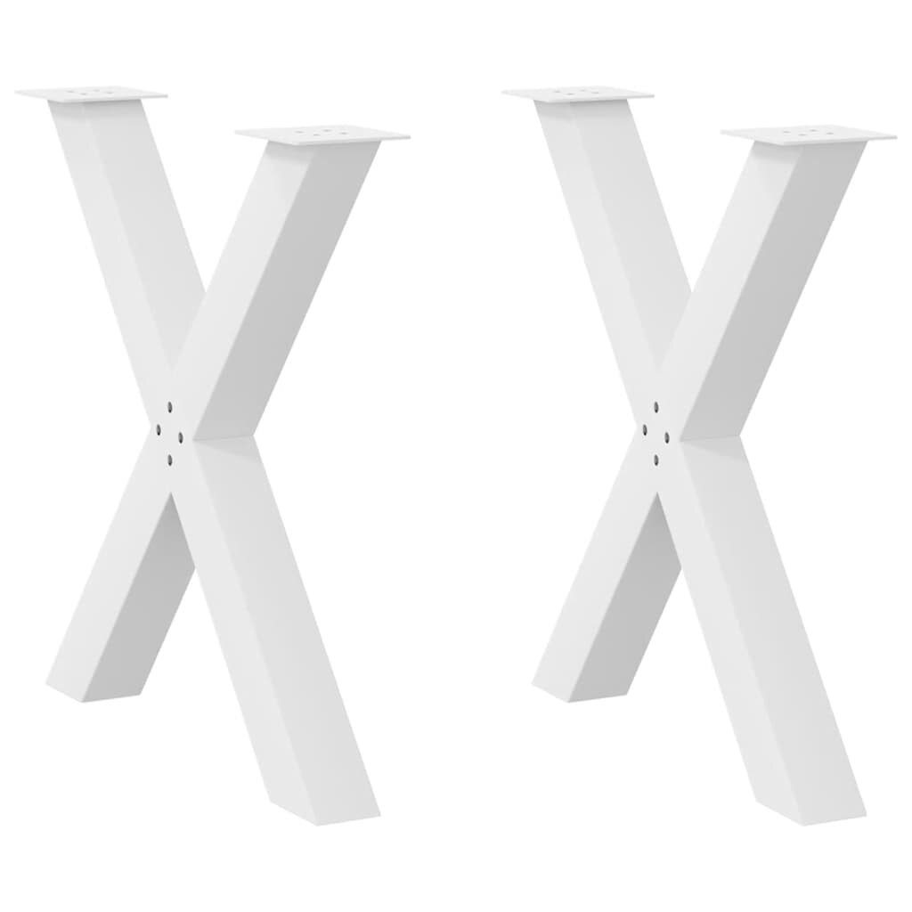 vidaXL Крака за трапезна маса X-образни 2 бр. бели 80x(72-73) см стомана