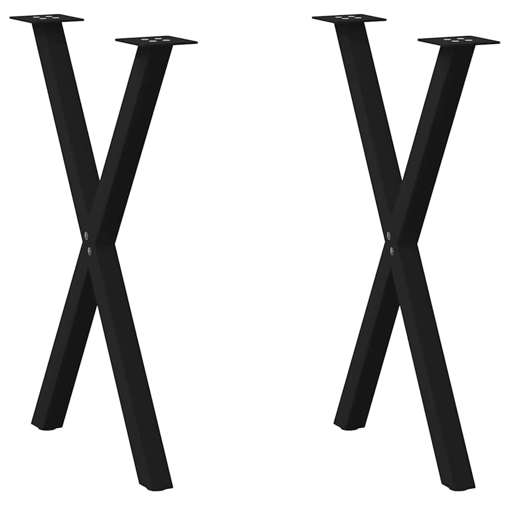 vidaXL Крака за трапезна маса X-образни 2 бр. черни 50 x (72-73) см стомана