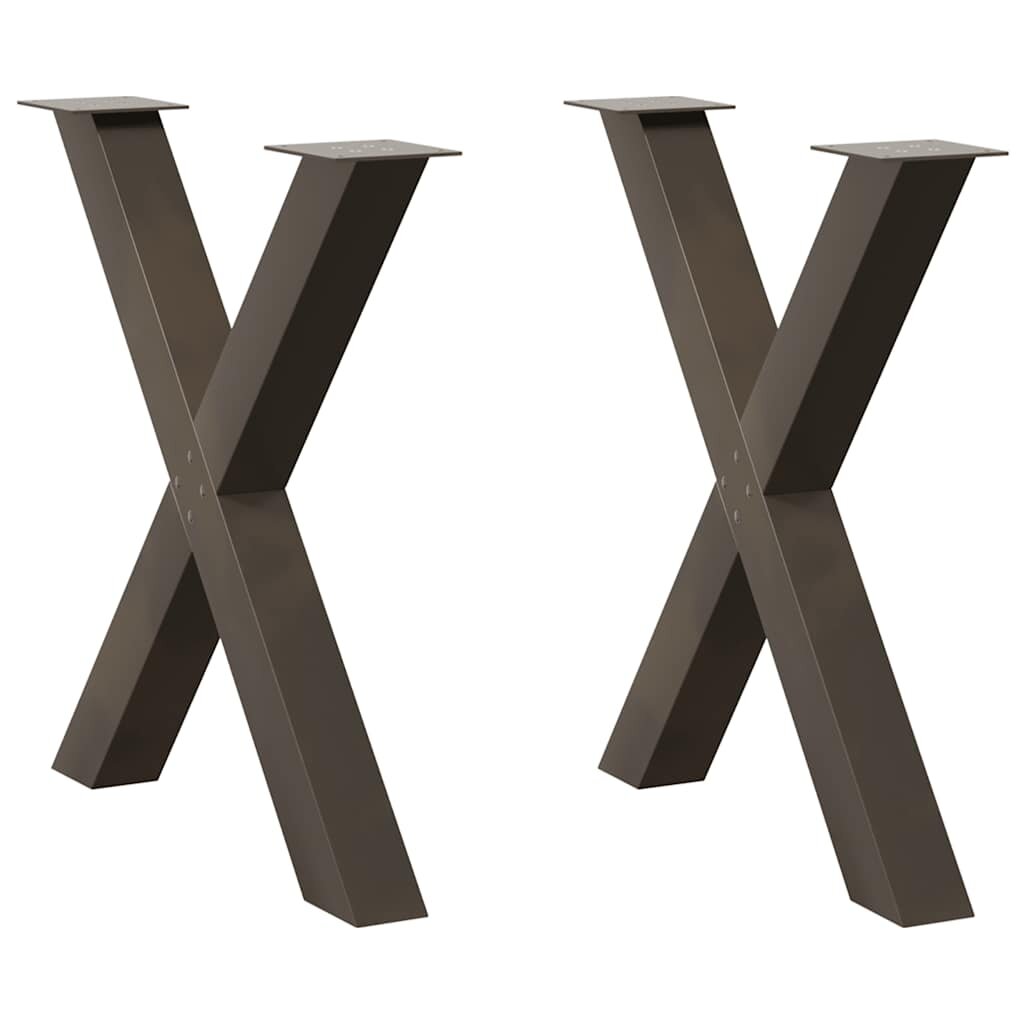 vidaXL Крака за трапезна маса X-образни 2 бр. естествена стомана 70 x (72-73) см стомана