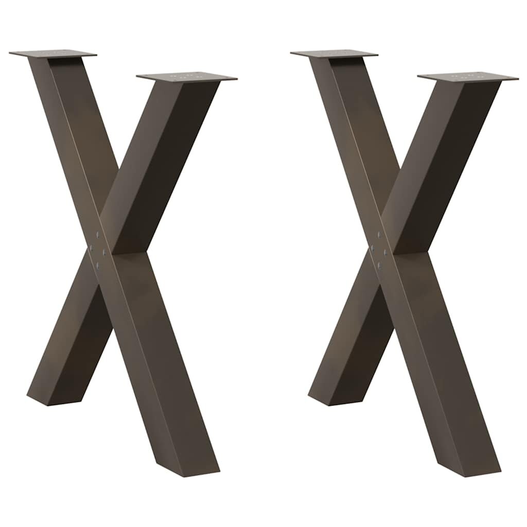 vidaXL Крака за трапезна маса X-образни 2 бр. естествена стомана 80 x (72-73) см стомана
