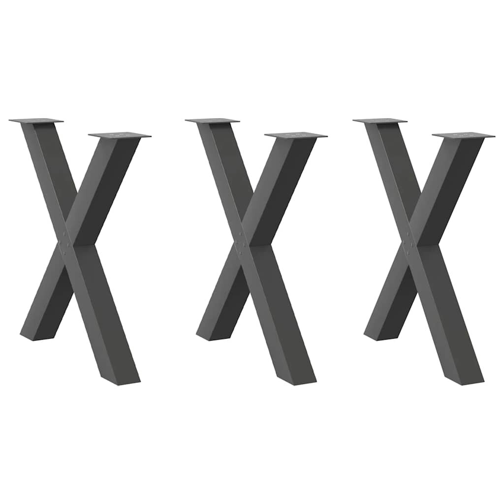 vidaXL Крака за трапезна маса X-образни 3 бр. антрацит 70x(72-73) см стомана