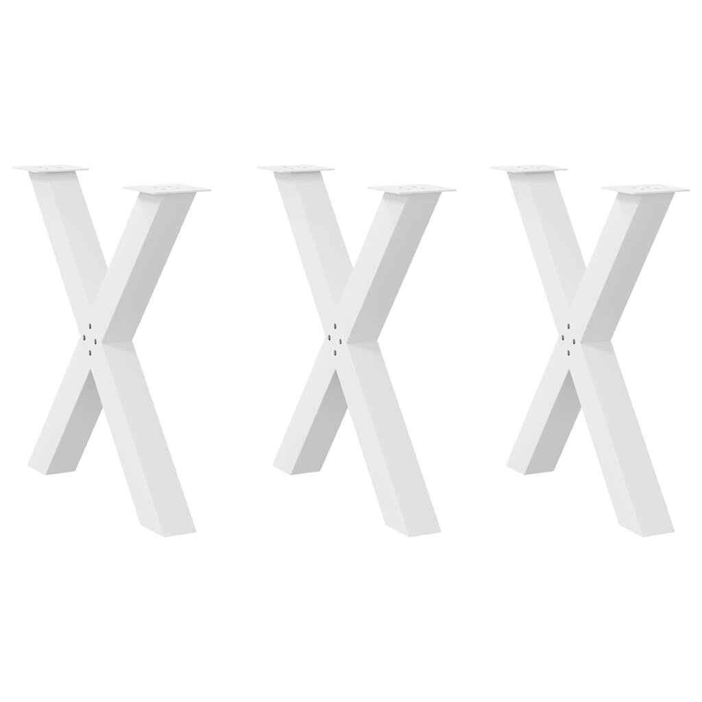 vidaXL Крака за трапезна маса X-образни 3 бр. бели 70x(72-73) см стомана