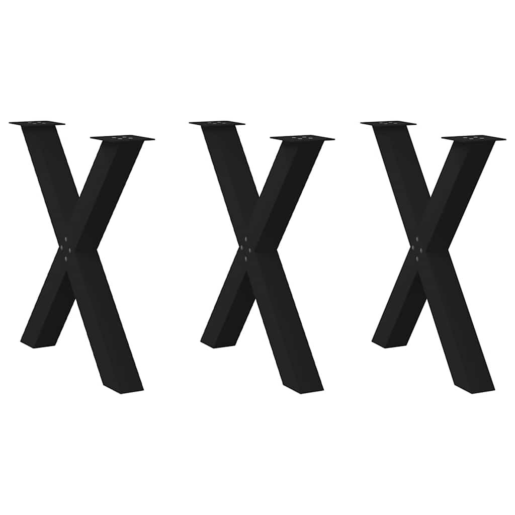vidaXL Крака за трапезна маса X-образни 3 бр. черни 80 x (72-73) см стомана